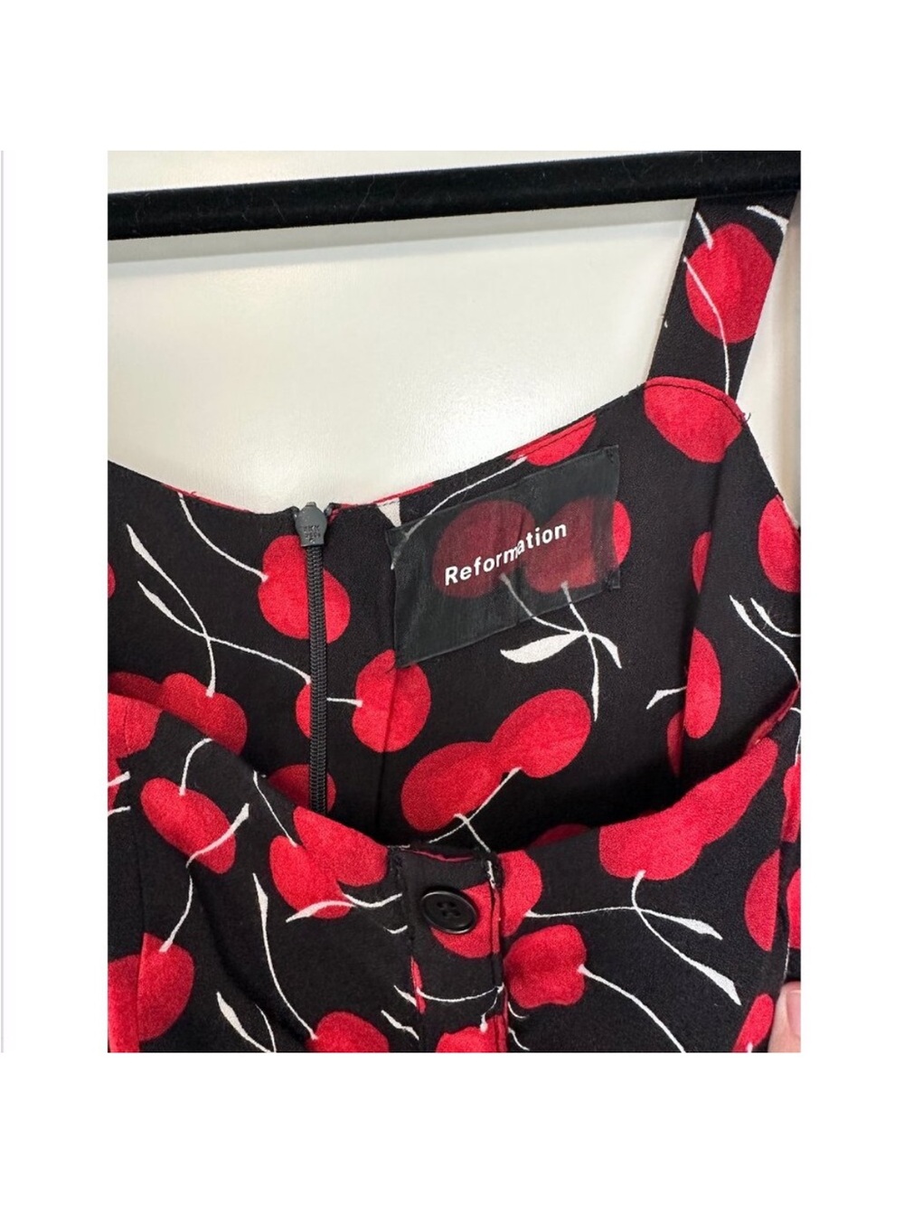 Rare! Reformation Black Cherry Print Midi Dress - Picture 4 of 5